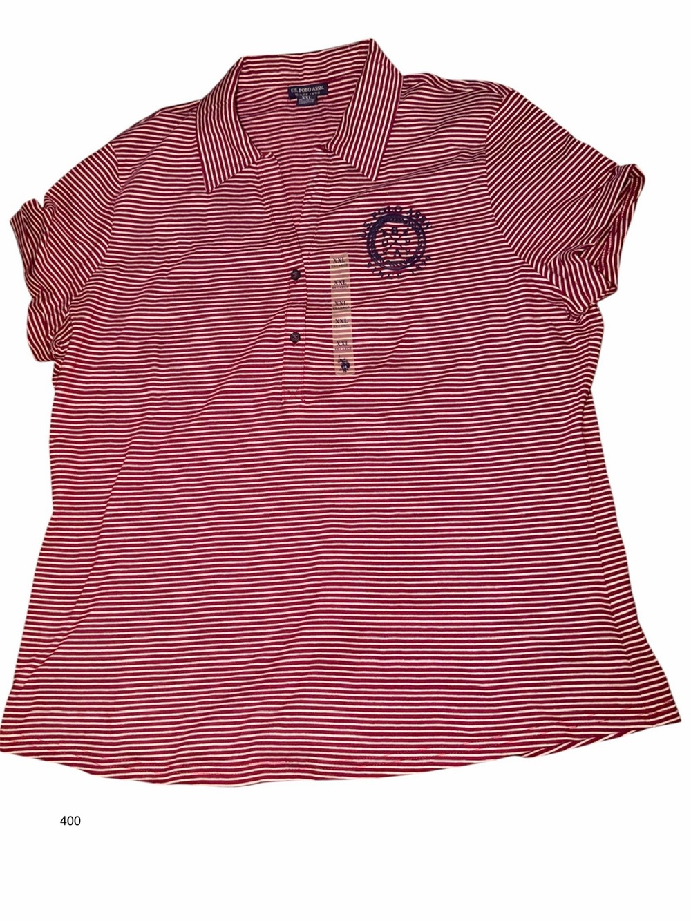 *new* US Polo Assn Women’s Red/White Striped Polo Shirt